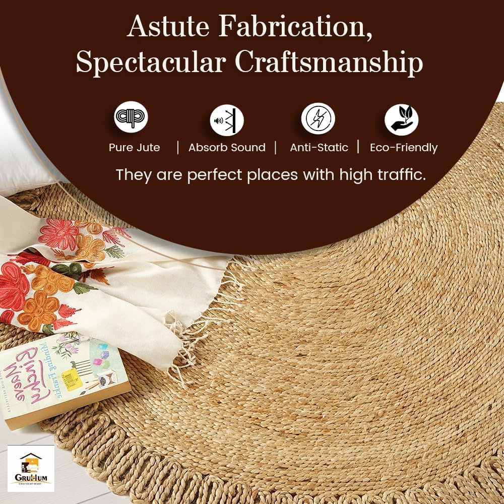 Skotor Living Round Jute Area Rug