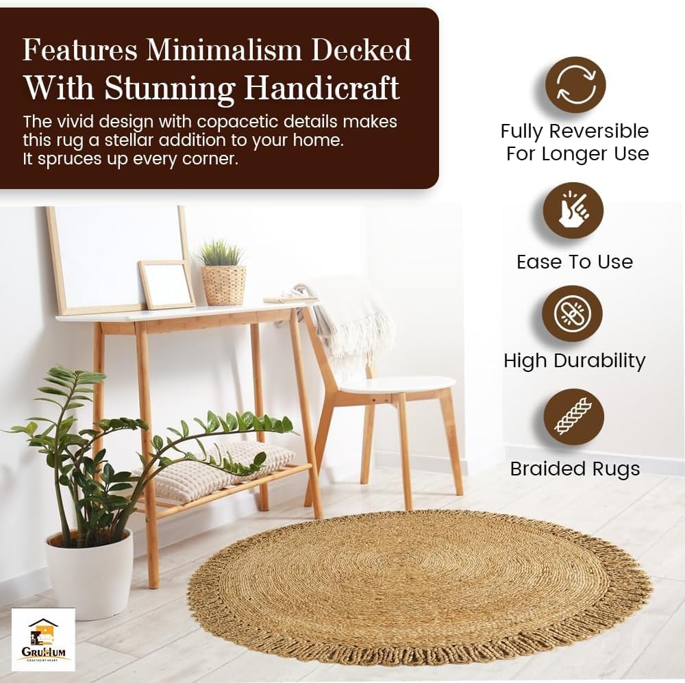 Skotor Living Round Jute Area Rug