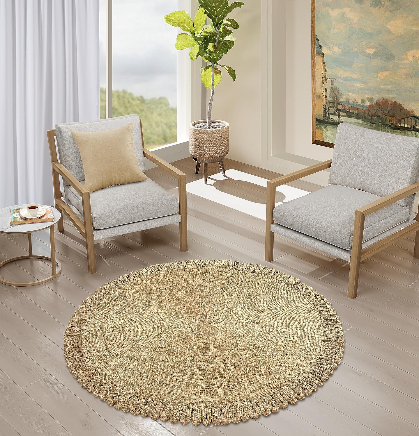 Skotor Living Round Jute Area Rug